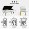 Storage Ottoman with Lid, Velvet Upholstered Storage Bench with Wood Legs for Living Room, Cream White