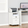 2 Drawer Filing Cabinet with Lock, Vertical File Cabinet with Wheels, Mobile Office Cabinet for A4, Letter Size, White