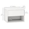 Floating Nightstand Set of 2, Wall Mounted Bedside Table with Drawer for Bedroom, White