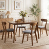 Dining Chairs Upholstered Linen-Look Kitchen Chairs Rubberwood Legs Set of 4 Grey and Brown