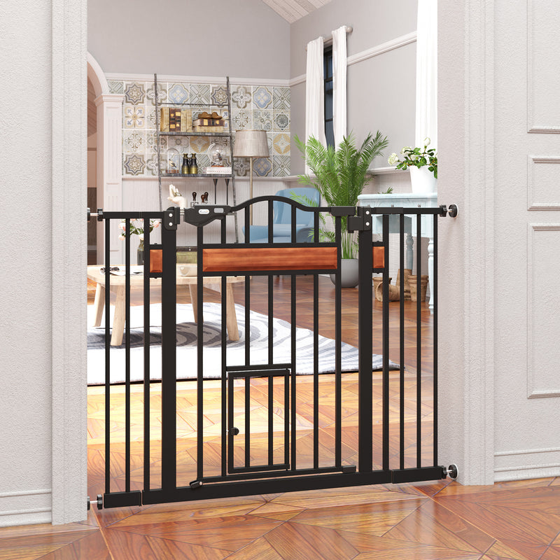 29.1''-41.3'' Extra Wide Dog Gate with Cat Door, Stair Pressure Fit, Auto Close, Double Locking, for Doorways, Hallways