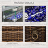 Propane Fire Pit Table 43in Outdoor Fire Table, 50,000 BTU Pulse-Ignition Wicker Firepit Furniture with Glass Wind Guard, Blue Glass Rock, CSA Certification, Brown