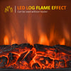 Electric Fireplace Heater, Freestanding Fireplace Stove with Realistic Adjustable Flame Effect and Adjustable Temperature, Overheating Safety Protection, 750W/1500W, Black