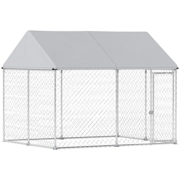 Heavy Duty Galvanized Steel Outdoor Dog Kennel with Waterproof Roof, Safety Lockable Latch System, 9.2' x 7.5' x 7.2'