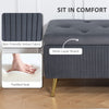 Storage Ottoman Bench, 43 Inch Large Storage Chest with Steel Legs and Padded Seat, Foot Rest, Load 485 lbs, Dark Grey