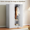 Wardrobe Cabinet with 2 Doors and Hanging Rod, Modern Armoire Wardrobe Closet for Bedroom
