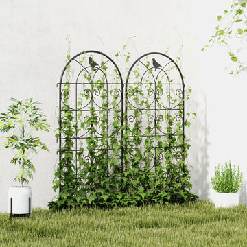 Set of 2 Metal Garden Trellis, Decorative Trellis Panels, Bird Design, 19.7