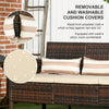 3-Seater Wicker Sofa, PE Rattan Outdoor Couch Conversation Furniture with Removable Cushions for Patio, Garden, Brown