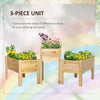Raised Garden Bed Set of 3, Wood Planter Box, Outdoor Freestanding Garden Boxes for Fruit Vegetable Flower Herb