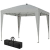 10 x 10 ft Pop Up Canopy Tent with Central Light, UPF 50+ Instant Portable Canopy Shelter with Remote, Light Grey