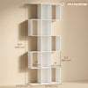 5-Tier Bookshelf, S Shaped Geometric Bookcase with 15 Compartments, White Wood Grain