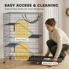4-Tier Cat Cage, Large Cat Enclosure with Lockable Wheels, Tray, Hammock, Bed, 3 Ramp, 3 Platforms for 3-5 Kittens