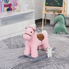 Qaba Kids Rocking Horse Plush Animal on Wooden Rockers with Sounds, Wooden Base and Bear Toy, Baby Rocking Chair, Pink