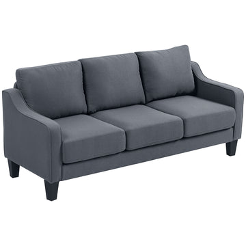 3 Seater Sofa, Modern Couch with Pocket Spring, Linen Upholstered, Thick Padded