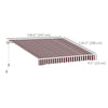 11' x 10' Retractable Awning Fabric Replacement Outdoor Sunshade Canopy Awning Cover, UV Protection, Red & White