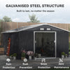 11' x 13'Garden Storage Shed w/ Foundation Kit Metal Tool Storage House w/ Double Doors, Grey