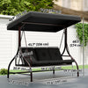 Convertible Patio Swing Bed with Canopy and Cushions, 3 Seater Porch Swing for Outdoor, Backyard, Garden, Dark Grey