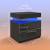 Nightstand, Bedside Table with LED Lights and 2 Drawers for Bedroom, Living Room, Black