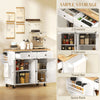 Rolling Kitchen Island with Rubber Wood Top and Storage, Spice Rack, Towel Rack