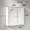 Medicine Cabinet, Modern Bathroom Wall Cabinet with 2 Arched Doors and Gold Handles, White Wood Grain