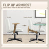 Criss Cross Chair with Flip-up Armrests, Wide Office Chair with Adjustable Height, Tilting, No Wheels, Beige