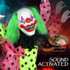 Life Size Stackable Halloween Animated Clown with Red Light Up Eyes, Sound Activated Scary Clown Halloween Decorations