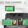 Tumbling Compost Bin Outdoor Dual Chamber 360° Rotating Composter 43 Gallon w/ Sliding Doors & Solid Steel Frame, Green