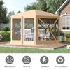 12' x 12' Hexagon Automatic Pop Up Screen Tents Camping Shelter Picnic Canopy Outdoor Sun Shade with Mesh Sidewalls and Carry Bag, Beige