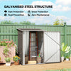 3.3' x 3.4' Lean-to Outdoor Garden Storage Shed, Galvanized Steel with Lockable Door for Patio Brown and White