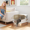Stainless Steel Cat Litter Box, Easy-Clean Enclosure with Scoop & Flip Lid, 27.6