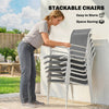 7 Piece Garden Dining Set, Garden Furniture Set with Rectangle Table and 6 Stackable Chairs