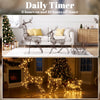 3-Piece Lighted Reindeer and Sleigh Set, PP Rattan Outdoor Christmas Decoration with LEDs, 8 Modes, Daily Timer