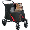Foldable Pet Stroller with Universal Front Wheels, Shock Absorber, Dog Cat Carriage for Large & Medium Dogs, Black