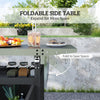 Outdoor Grill Cart Table with Foldable Side Table, BBQ Grill Stand with Stainless Steel Top & Hooks, 45.7