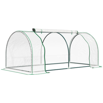 6' x 3' x 2.6' Mini Greenhouse Portable Hot House for Plants with Zippered Doors for Outdoor, Indoor, Garden, Clear