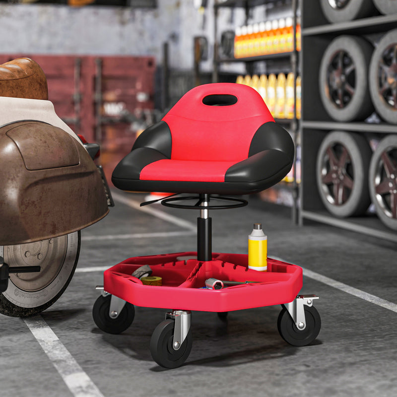 Rolling Garage Stool, 300 LBS Capacity Mechanic Stool with 5