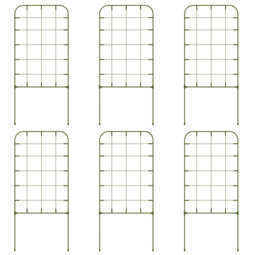 6-Piece Plant Support Set, Trellis for Climbing Plants, Garden Stakes, Steel, Green, 40 x 90 cm
