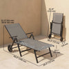 Outdoor Lounge Chair, 5-Level Adjustable Folding Chaise Chair with 2 Wheels for Backyard, Beach, Poolside, Grey