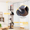8.5ft Cat Climbing Tree 5-Tier Kitty Activity Center with Scratching Post Brown and White