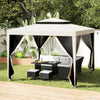 10' x 10' Outdoor Canopy Tent Party Tent with Mesh Netting and Double Tier Roof for Backyard, Garden, Patio, Beige