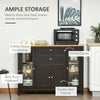 Buffet Cabinet Sideboard with 2 Drawers, 3 Storage Cabinets, Glass Doors and Adjustable Shelves, Dark