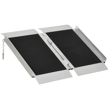 4' Portable Wheelchair Ramp Aluminum Threshold Mobility Single-fold for Scooter with Carrying Handle