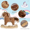 Qaba Kids Rocking Horse Plush Animal on Wooden Rockers with Sounds, Wooden Base, Baby Rocking Chair, Brown