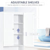 Tall Bathroom Storage Cabinet, Slim Bathroom Cabinet with 4 Shutter Doors and Adjustable Shelves, Toilet Vanity Cabinet, Narrow Organizer, White