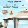 10' x 12' Outdoor Gazebo, Double Roof Patio Gazebo Canopy with Netting and Curtains for Garden, Lawn, Backyard, Deck