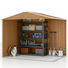 8' x 6' Outdoor Storage Shed, Metal Garden Tool Storage House with Lockable Sliding Doors and Vents for Backyard Patio Lawn, Brown