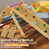 Qaba Pikler Triangle Set, 3 in 1 Climbing Toys with Ramp for Toddlers, Nature Wood