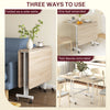 Six-Seater Drop-Leaf Dining Table with Wheels, White