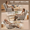 Criss Cross Chair with Wheels, Waterfall Armrests, Overstuffed Wide Office Chair with Footrest, Light Grey