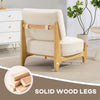 Accent Chair with Rubber Wood Frame, Wide Seat, Modern Chenille Bedroom Chair with Thick Cushion, Cream White